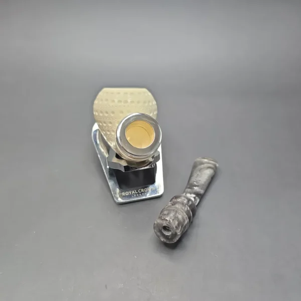 MBSD Meerschaum Silver Lattice Acorn Reverse Calabash Block Meerschaum Pipe, New - Image 13