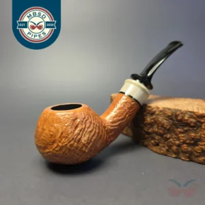 Sebastian Heck Natural Sandblasted Apple w/ Antler Handmade Briar Pipe, New
