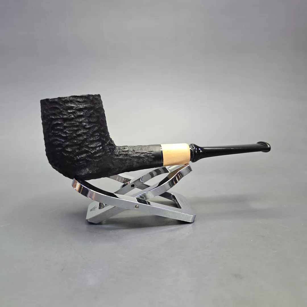 MBSD Briars by Piero Vitale Black Rusticated Billiard w/ Boxwood, Briar Pipe, New - Image 2