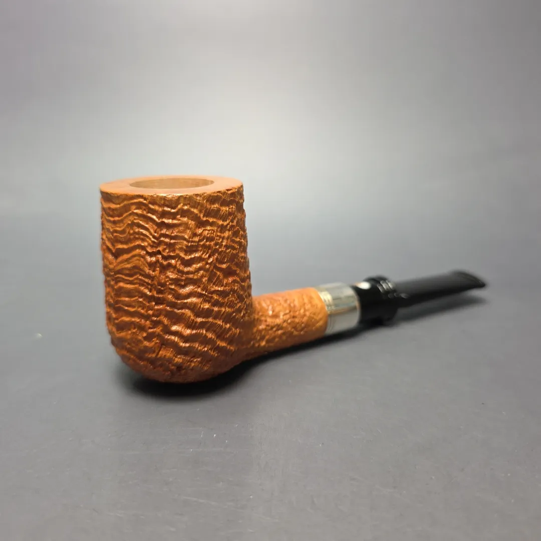 Cavicchi Partially Sandblasted Billiard w/ Silver Estate Briar Pipe, Unsmoked - Image 2
