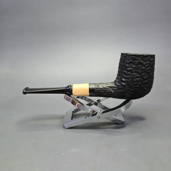 MBSD Briars by Piero Vitale Black Rusticated Billiard w/ Boxwood, Briar Pipe, New - Image 4