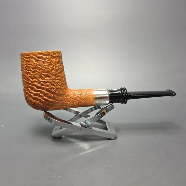 Cavicchi Partially Sandblasted Billiard w/ Silver Estate Briar Pipe, Unsmoked - Image 3