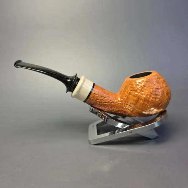 Sebastian Heck Natural Sandblasted Apple w/ Antler Handmade Briar Pipe, New - Image 4