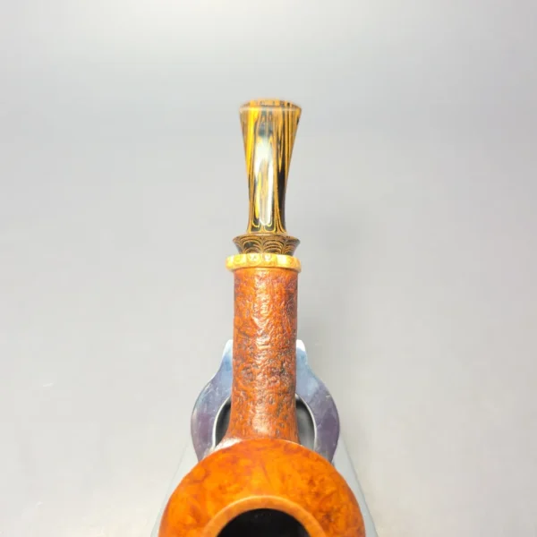 Smith House Partially Sandblasted Long Shank Rhodesian w/ Bamboo Estate Briar Pipe, American Estates - Image 8