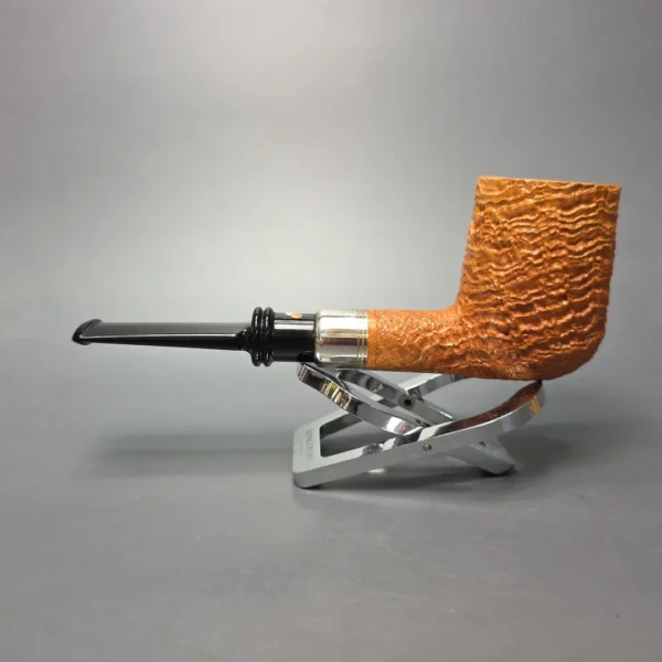 Cavicchi Partially Sandblasted Billiard w/ Silver Estate Briar Pipe, Unsmoked - Image 5