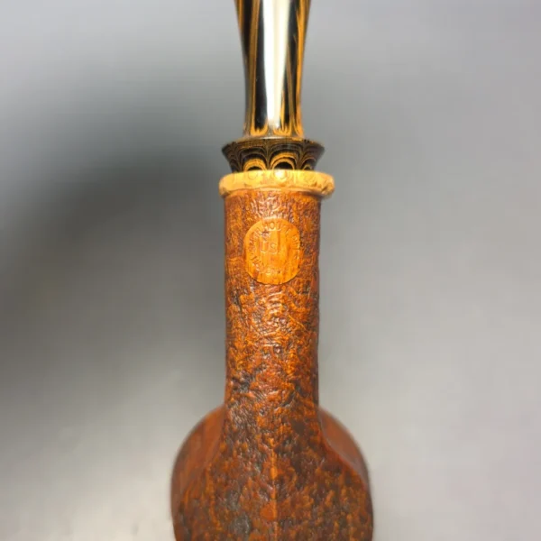 Smith House Partially Sandblasted Long Shank Rhodesian w/ Bamboo Estate Briar Pipe, American Estates - Image 10