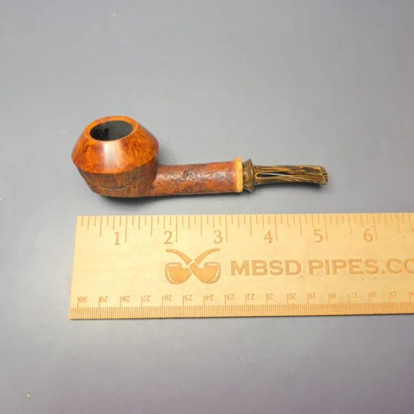 Smith House Partially Sandblasted Long Shank Rhodesian w/ Bamboo Estate Briar Pipe, American Estates - Image 11