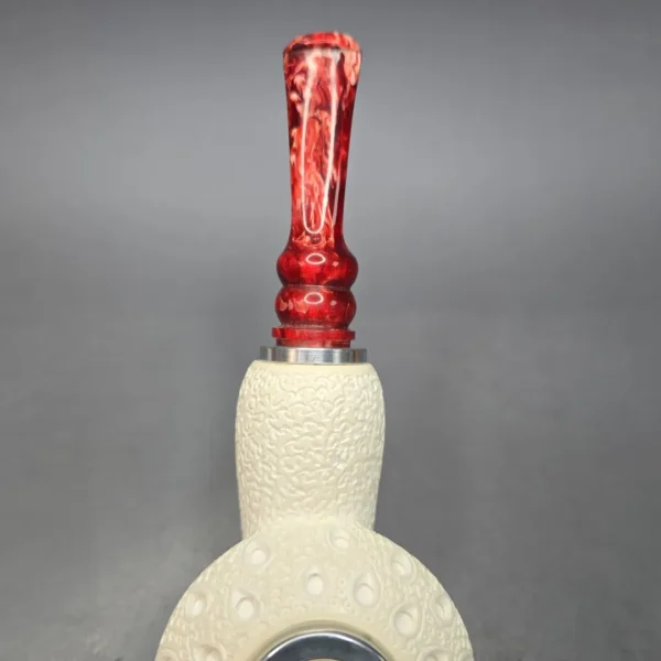 MBSD Meerschaum Nickel Mounted XL Lattice Carved Author Reverse Calabash Block Meerschaum Pipe, New - Image 8