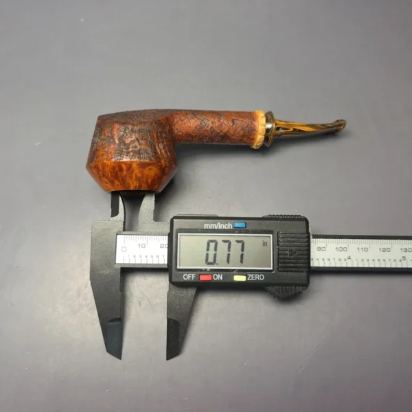 Smith House Partially Sandblasted Long Shank Rhodesian w/ Bamboo Estate Briar Pipe, American Estates - Image 12