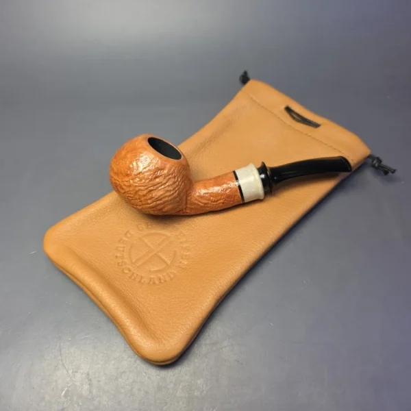 Sebastian Heck Natural Sandblasted Apple w/ Antler Handmade Briar Pipe, New - Image 13