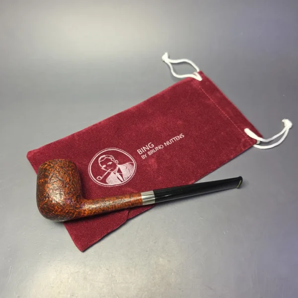 Bruno Nuttens Bing B2 Partially Sandblasted Billiard w/ Aluminum Briar Pipe, New - Image 12