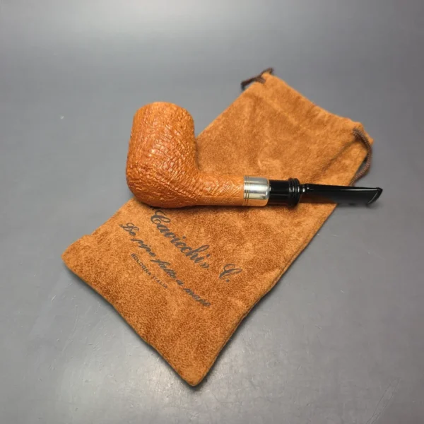 Cavicchi Partially Sandblasted Billiard w/ Silver Estate Briar Pipe, Unsmoked - Image 15