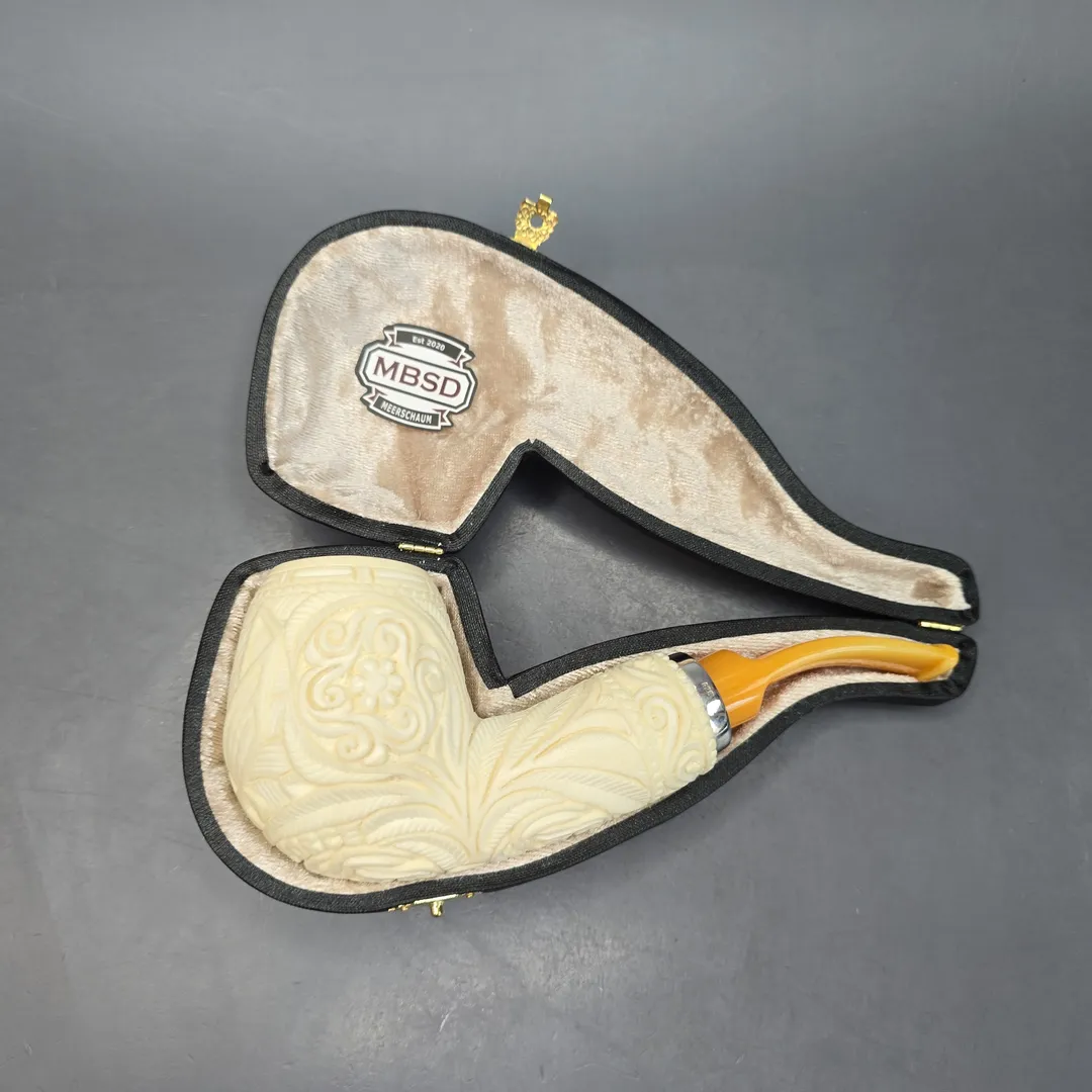 MBSD Meerschaum Silver XL US Air Force Brandy Reverse Calabash Block Meerschaum Pipe, New - Image 2