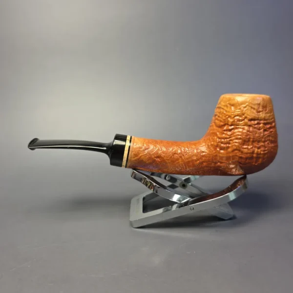 Sebastian Heck Natural Sandblasted Long Shank Brandy w/ Mammoth Handmade Briar Pipe, New - Image 4