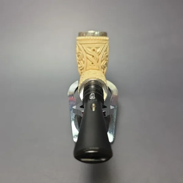 MBSD Meerschaum Double Silver Floral Devil Anse Reverse Calabash Block Meerschaum Pipe, New - Image 6