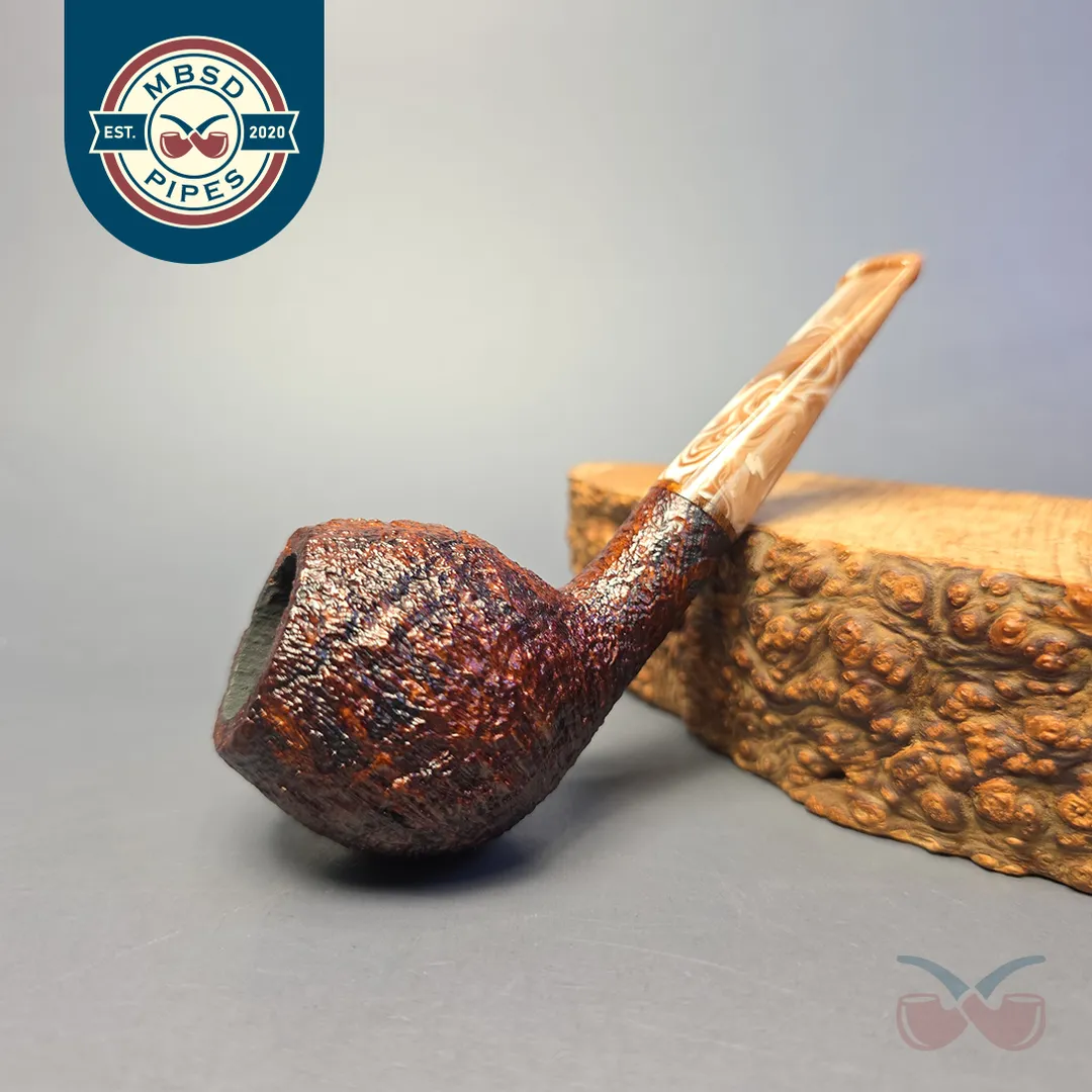 Moonshine MS07 Leather Sandblasted Devil Anse w/ Coffee Stem Briar Pipe, New
