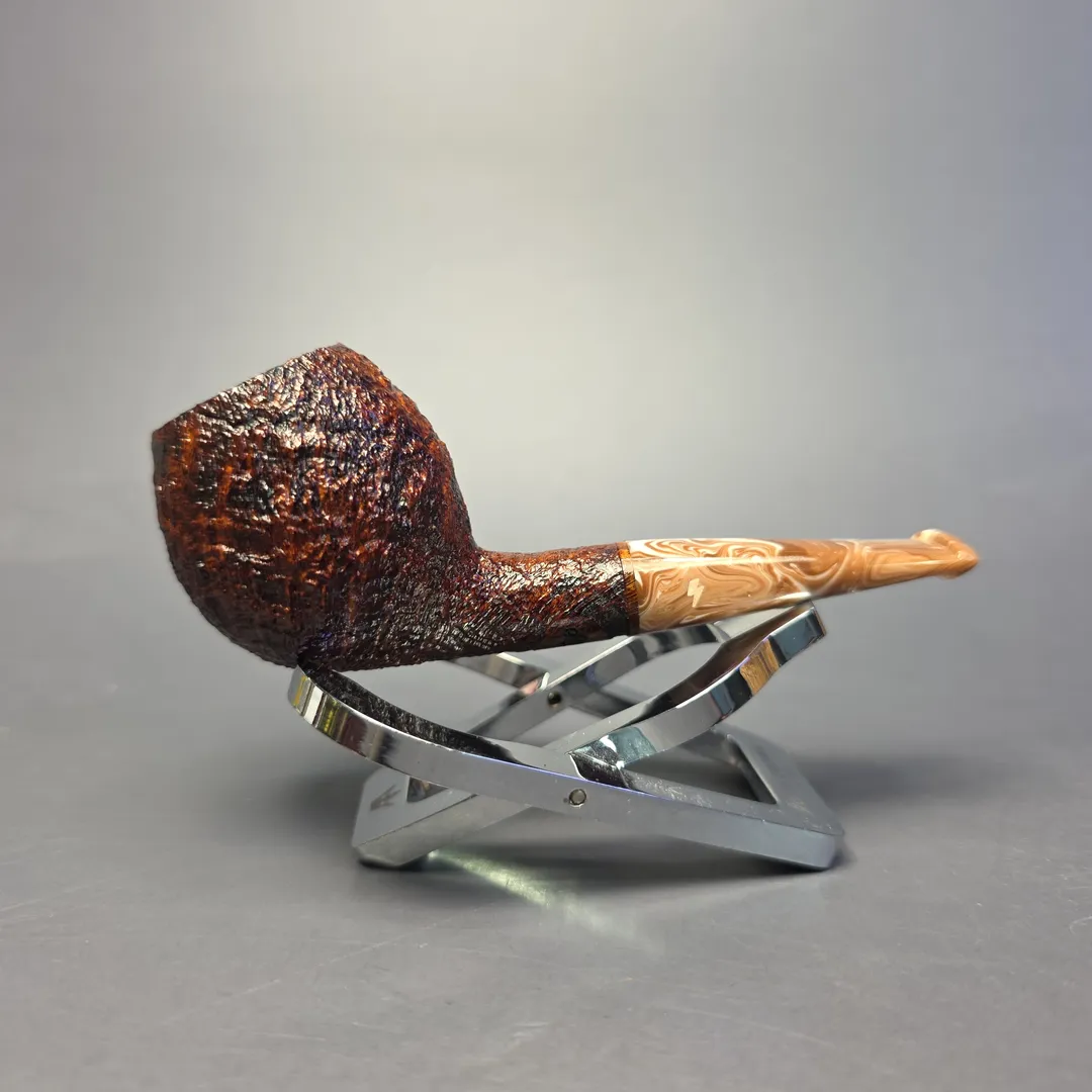 Moonshine MS07 Leather Sandblasted Devil Anse w/ Coffee Stem Briar Pipe, New - Image 2