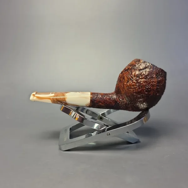 Moonshine MS07 Leather Sandblasted Devil Anse w/ Coffee Stem Briar Pipe, New - Image 4