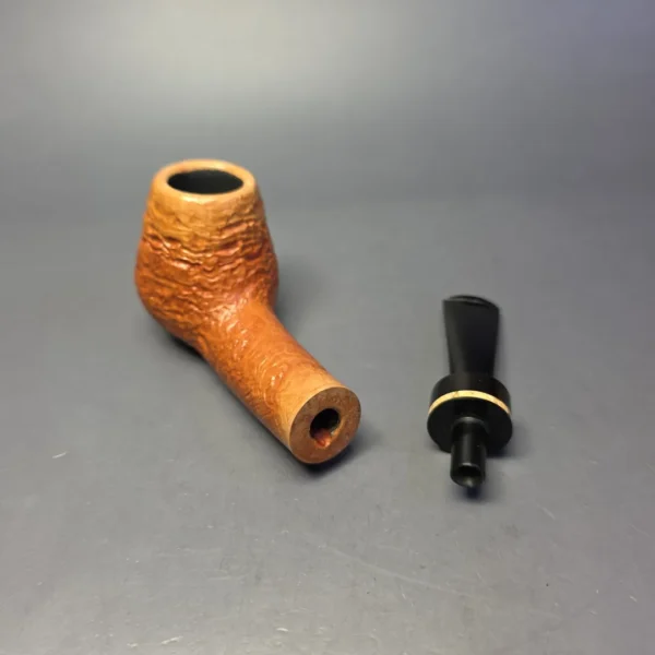 Sebastian Heck Natural Sandblasted Long Shank Brandy w/ Mammoth Handmade Briar Pipe, New - Image 13