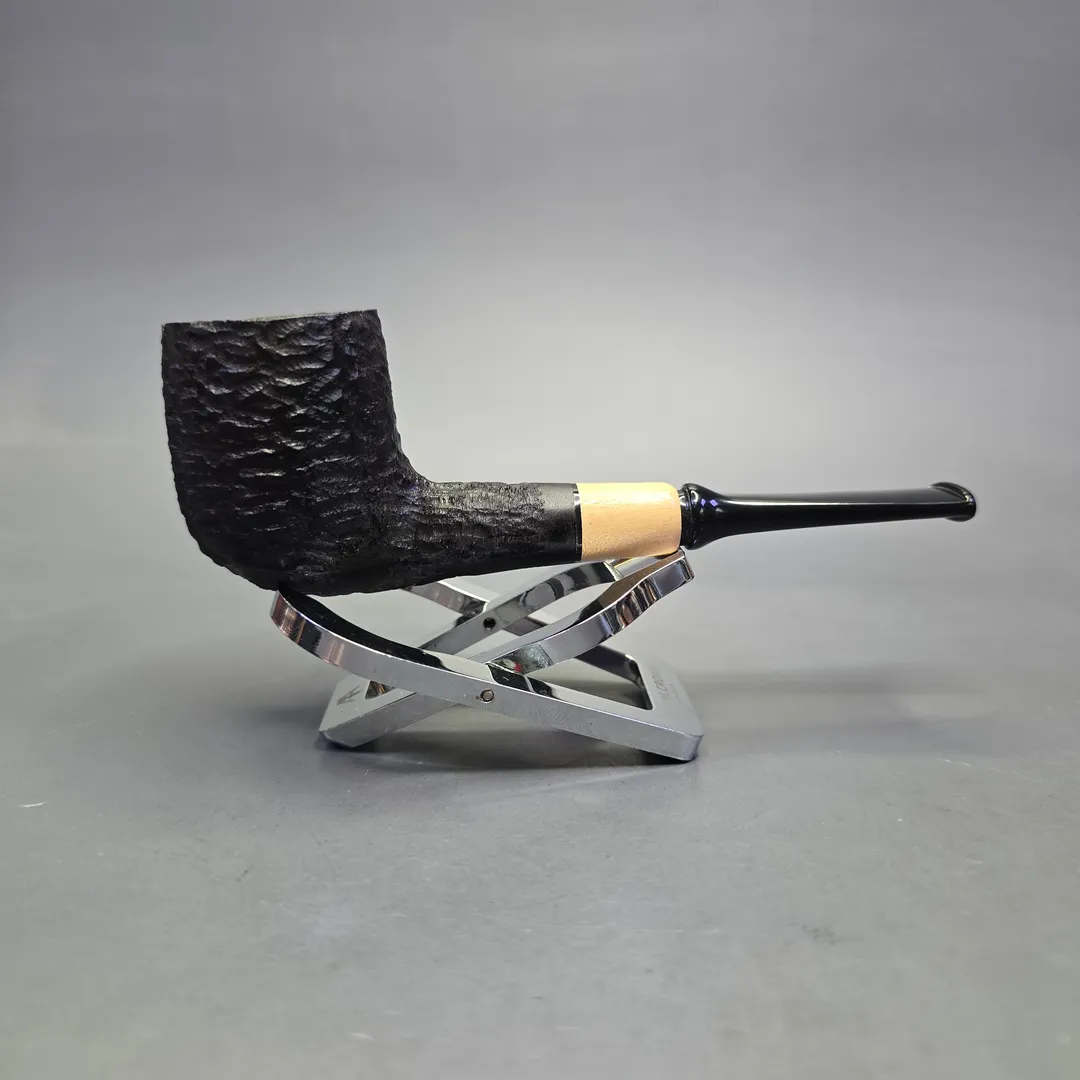 MBSD Briars by Piero Vitale Black Rusticated Billiard w/ Boxwood, Briar Pipe, New - Image 2