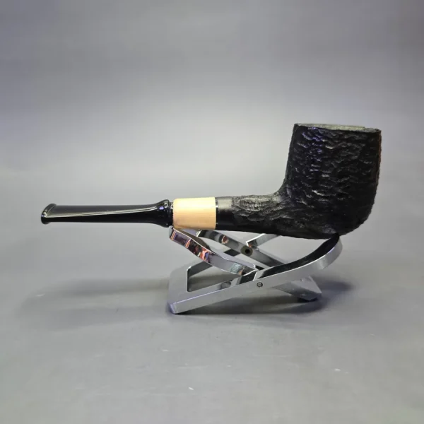 MBSD Briars by Piero Vitale Black Rusticated Billiard w/ Boxwood, Briar Pipe, New - Image 4