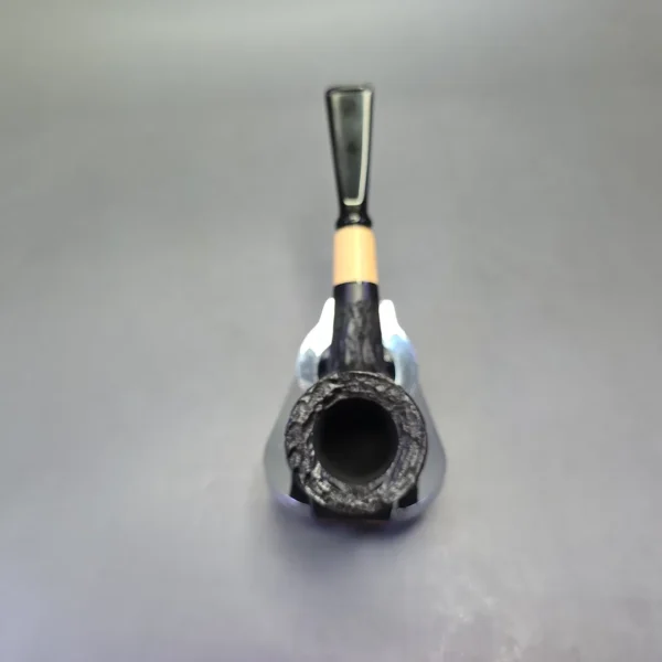 MBSD Briars by Piero Vitale Black Rusticated Billiard w/ Boxwood, Briar Pipe, New - Image 8