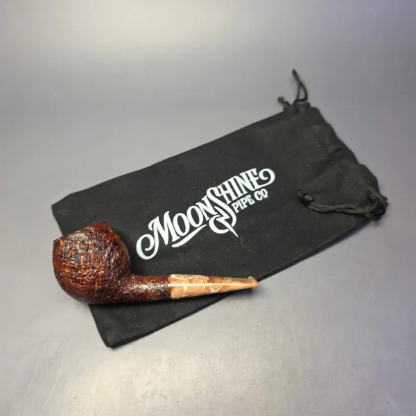 Moonshine MS07 Leather Sandblasted Devil Anse w/ Coffee Stem Briar Pipe, New - Image 11