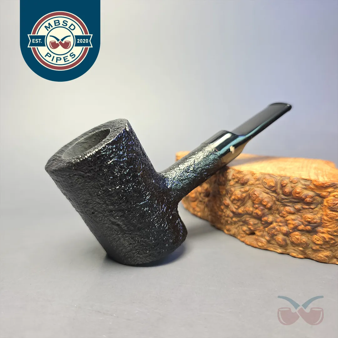 Moonshine MS01 Black Sandblasted Patriot w/ Black Stem Briar Pipe, New