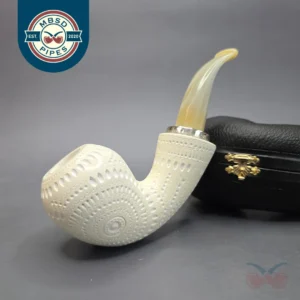 MBSD Meerschaum Silver Lattice Acorn Reverse Calabash Block Meerschaum Pipe, New
