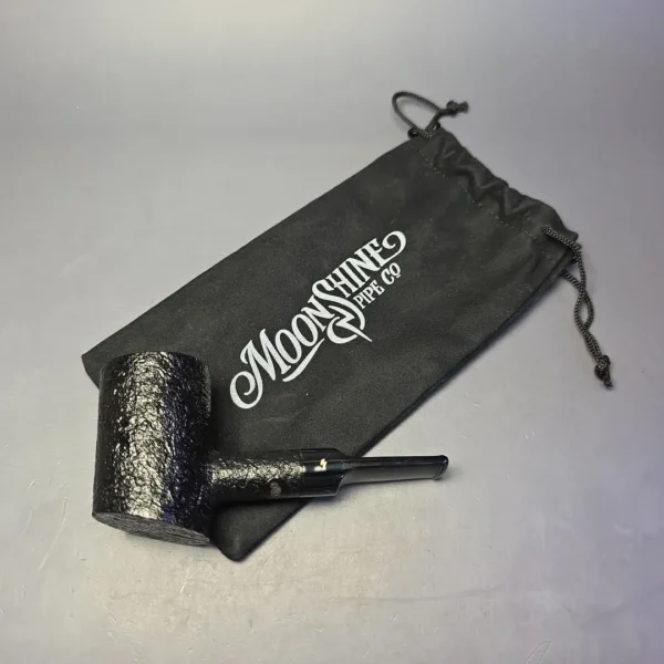 Moonshine MS01 Black Sandblasted Patriot w/ Black Stem Briar Pipe, New - Image 10