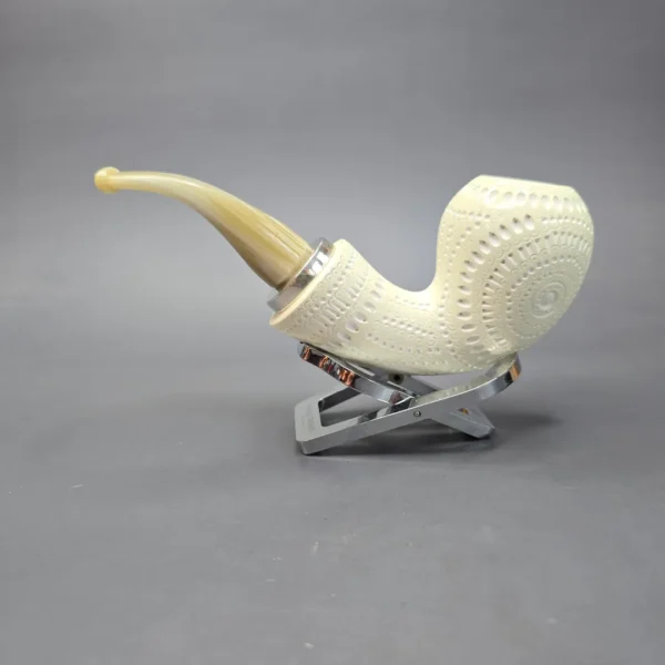 MBSD Meerschaum Silver Lattice Acorn Reverse Calabash Block Meerschaum Pipe, New - Image 5