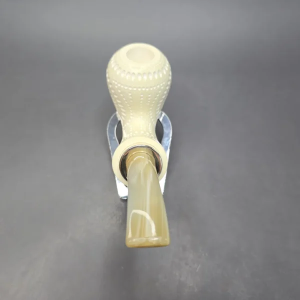 MBSD Meerschaum Silver Lattice Acorn Reverse Calabash Block Meerschaum Pipe, New - Image 6