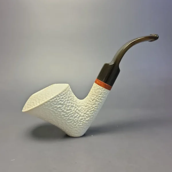 MBSD Meerschaum Deluxe Rusticated Standing Dublin Block Meerschaum Pipe, Briar-Mortise, New - Image 3