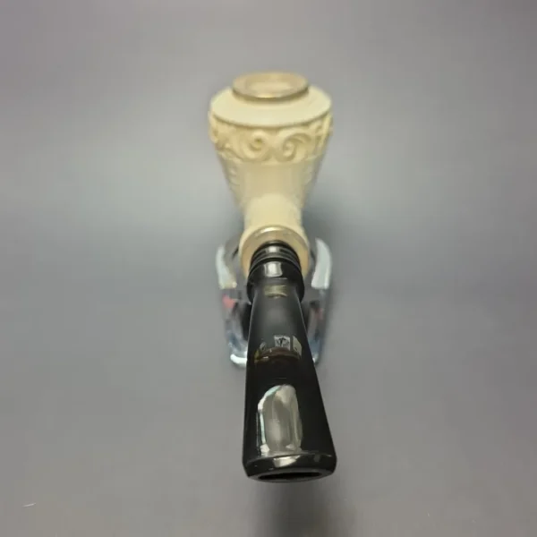 MBSD Meerschaum Double Silver Magnum Lattice Rhodesian Reverse Calabash Block Meerschaum Pipe, New - Image 5