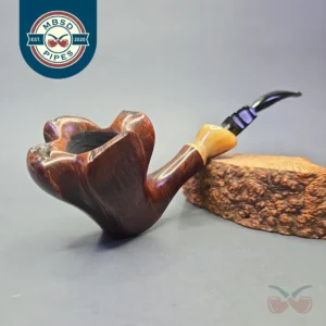 Larsen & Stigart Champ of Denmark XXL Spot Carved Freehand w/ Horn Estate Briar Pipe, Danish Estates