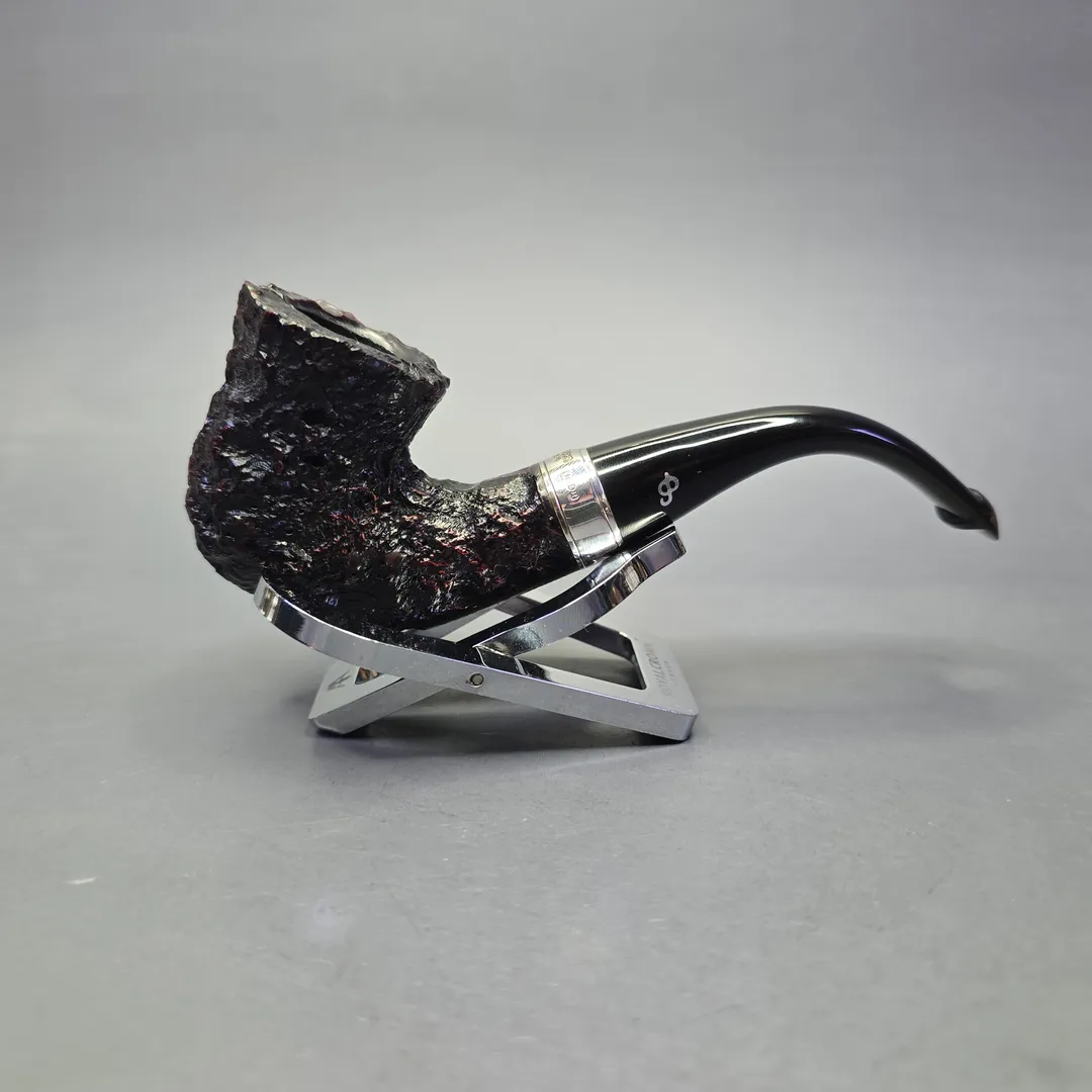 Peterson Cobble 05 Rusticated & Sandblasted Calabash w/ Silver Briar Pipe, New - Image 2