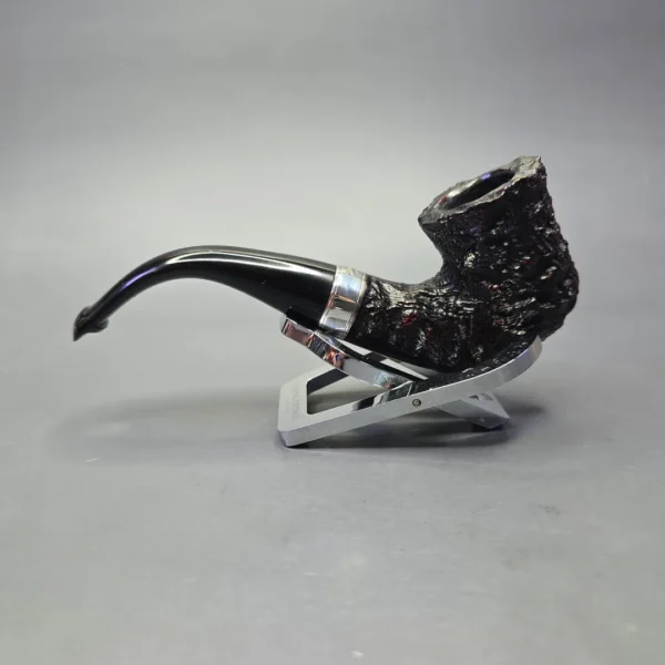 Peterson Cobble 05 Rusticated & Sandblasted Calabash w/ Silver Briar Pipe, New - Image 4