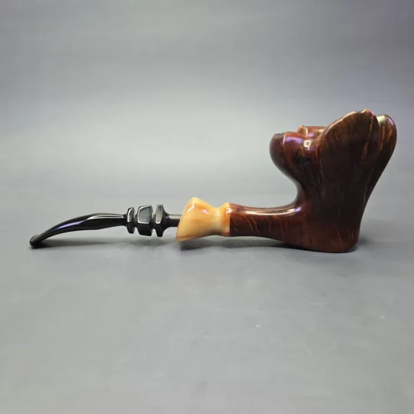 Larsen & Stigart Champ of Denmark XXL Spot Carved Freehand w/ Horn Estate Briar Pipe, Danish Estates - Image 4