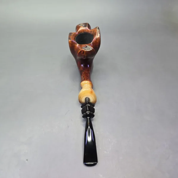 Larsen & Stigart Champ of Denmark XXL Spot Carved Freehand w/ Horn Estate Briar Pipe, Danish Estates - Image 5