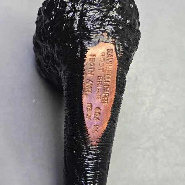 Savinelli 150th Anniversary Capri Root Briar 606 KS Rusticated Bent Billiard Briar Pipe, New - Image 7