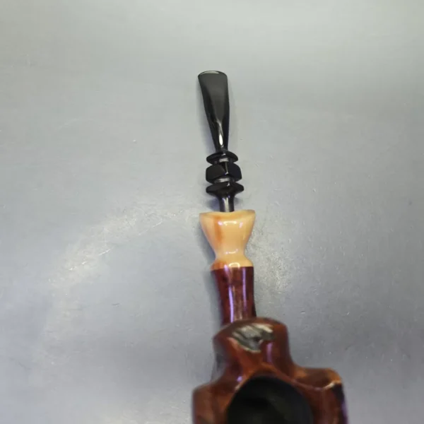 Larsen & Stigart Champ of Denmark XXL Spot Carved Freehand w/ Horn Estate Briar Pipe, Danish Estates - Image 6