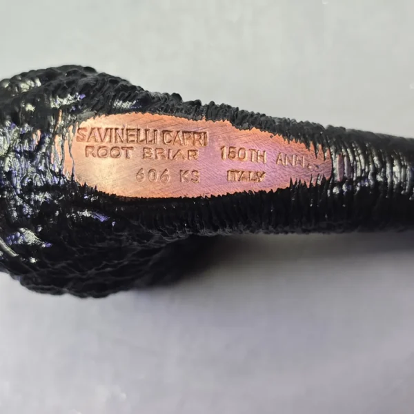 Savinelli 150th Anniversary Capri Root Briar 606 KS Rusticated Bent Billiard Briar Pipe, New - Image 10