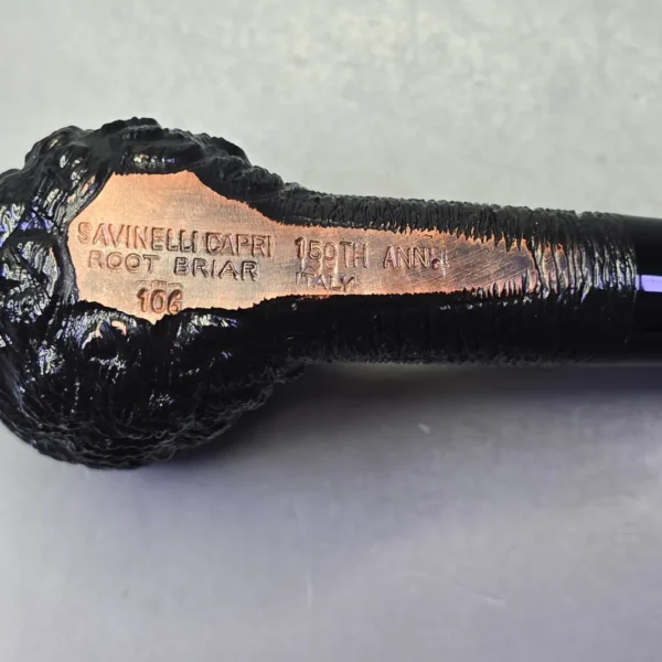 Savinelli 150th Anniversary Capri Root Briar 106 Rusticated Billiard Briar Pipe, New - Image 10