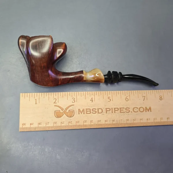 Larsen & Stigart Champ of Denmark XXL Spot Carved Freehand w/ Horn Estate Briar Pipe, Danish Estates - Image 10