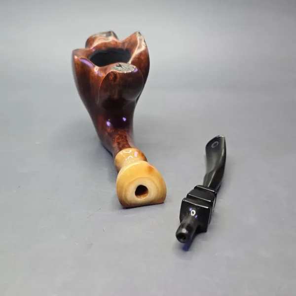 Larsen & Stigart Champ of Denmark XXL Spot Carved Freehand w/ Horn Estate Briar Pipe, Danish Estates - Image 12