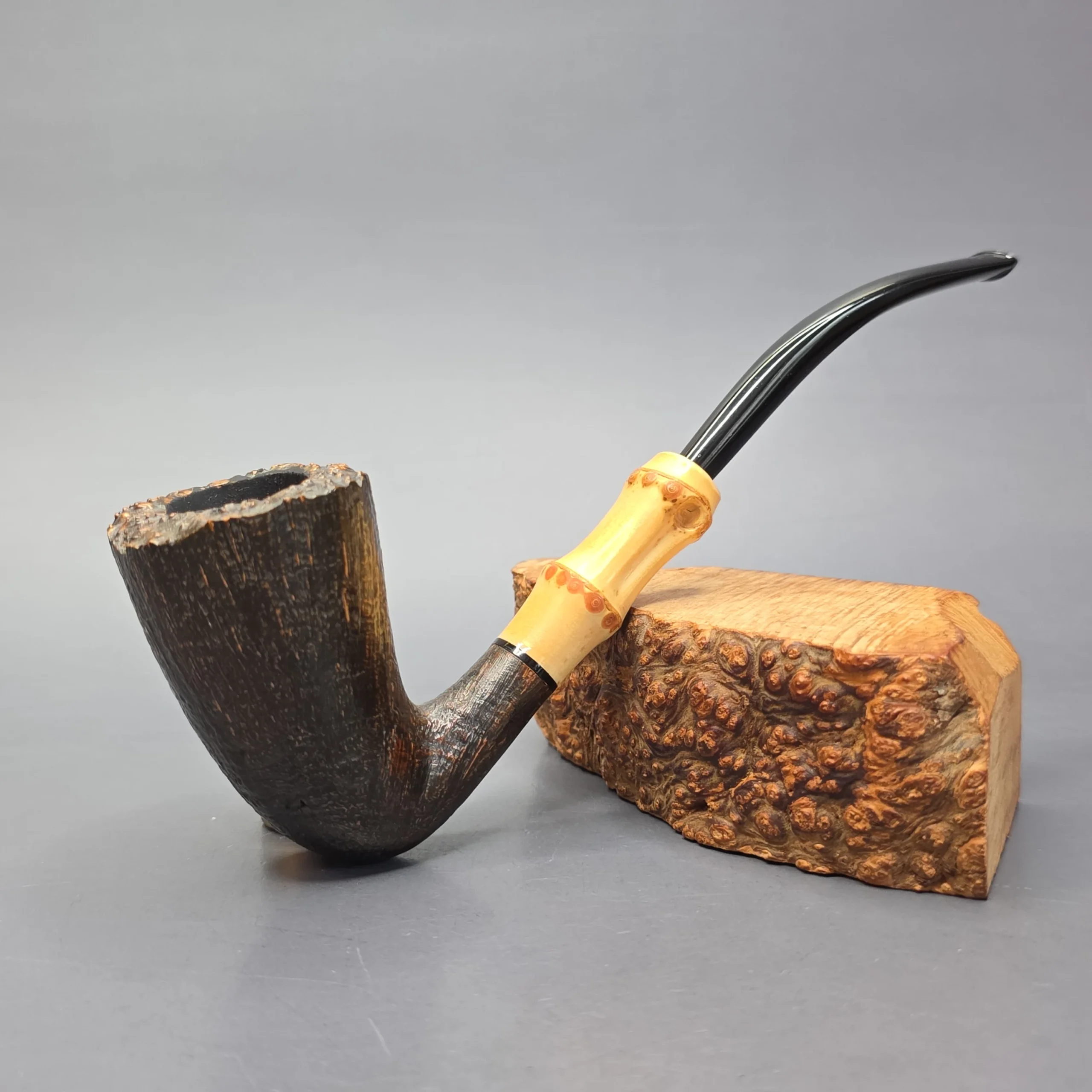 Tsuge Tokyo 502 Sandblasted Dublin w/ Bamboo Estate Briar Pipe, Japanese Estates - Image 2