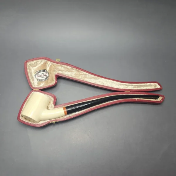 MBSD Meerschaum Deluxe Churchwarden Poker Block Meerschaum Pipe, Briar-Mortise, New - Image 14