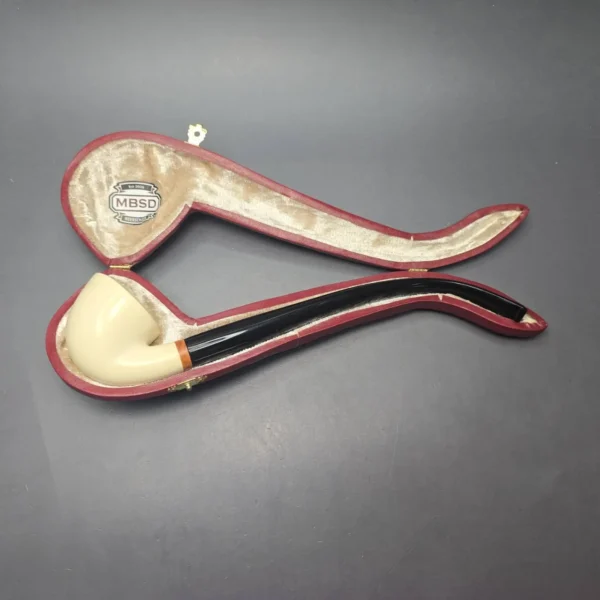 MBSD Meerschaum Deluxe Smooth Churchwarden Block Meerschaum Pipe, Briar-Mortise, New - Image 14