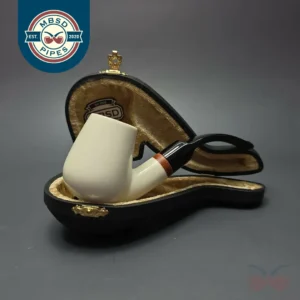 MBSD Meerschaum Deluxe Smooth Brandy Block Meerschaum Pipe, Briar-Mortise, New