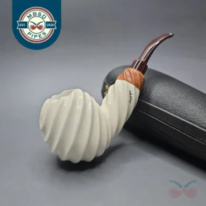 MBSD Meerschaum Premier by Bay Pipes Spiral Brandy w/ Case & Tamper Block Meerschaum Pipe, New